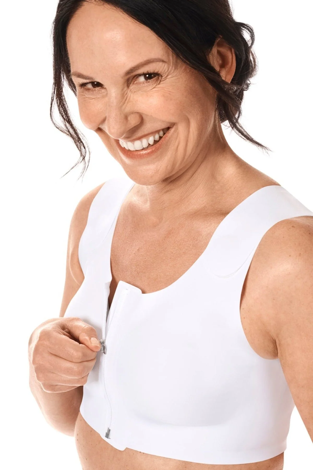 Amoena Lymph Flow Front Closure Soft Mastectomy Bra - White