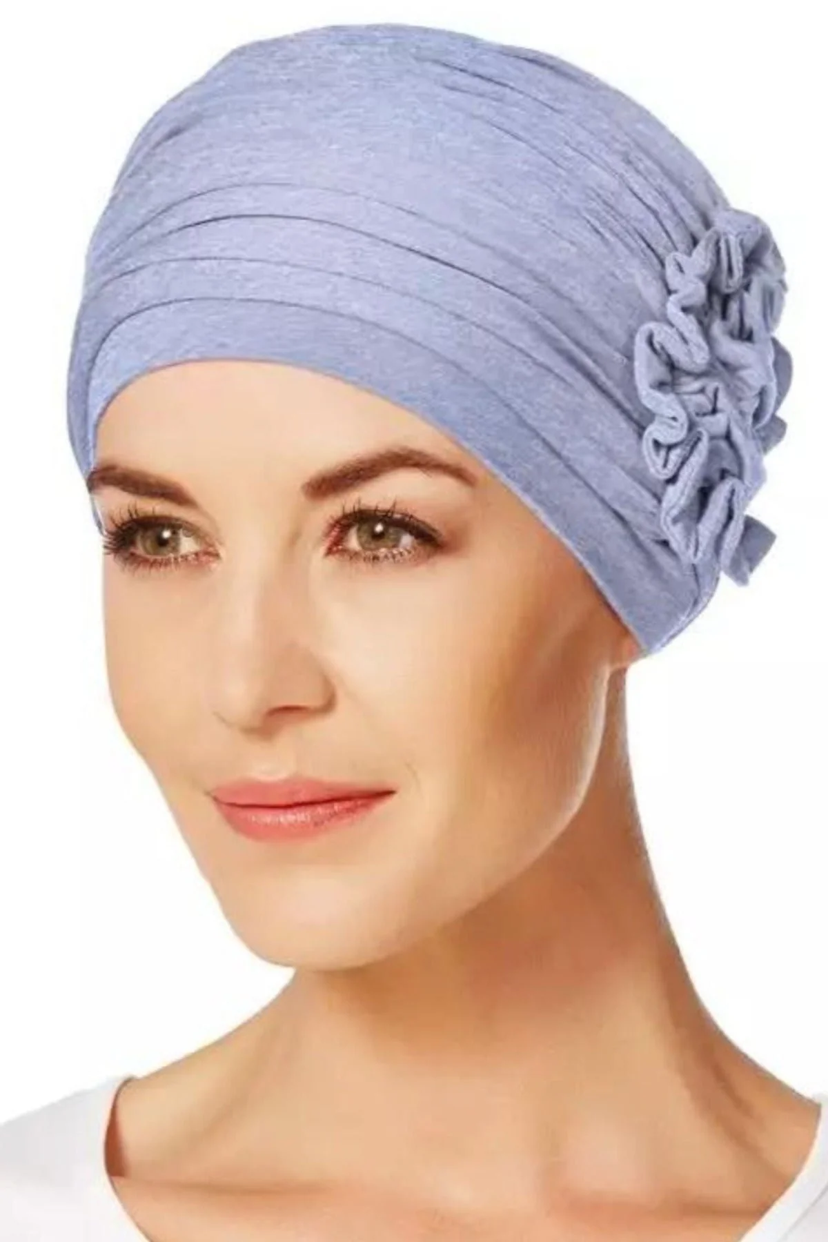 Christine Lotus Hair Loss Turban - Light Blue Melange
